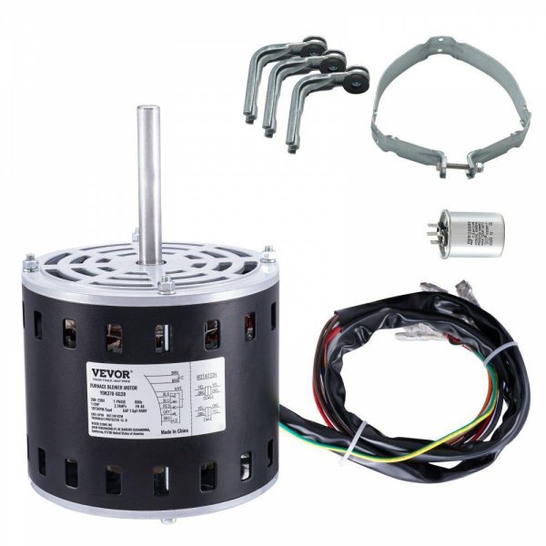 Air Conditioning & Heat |   1/2HP Furnace Blower Motor, 208/230V 2.7Amps, 1075RPM 5 Speeds, CW/CCW Rotation, 48 Frame 3.4″ Shaft Length, 7.5μF/450V Capacitor + 11″ Hold Hoop Air Conditioning & Heat Air Conditioning & Heat