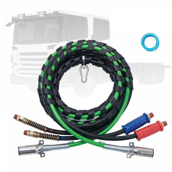 Automotive Accessories |   12FT Semi Truck Air Lines Kit, 3-in-1 Air Hoses & ABS Power Line for Semi Truck Trailer Tractor, 7-Way Plug Electrical Cord Cable and Rubber Air Lines Hose Assembly Kit with Hook & Teflon Tape Automotive Automotive Accessories