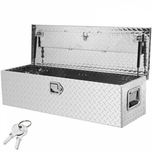 Automotive Accessories |   Heavy Duty Aluminum Truck Bed Tool Box, Diamond Plate Tool Box with Side Handle and Lock Keys, Storage Tool Box Chest Box Organizer for Pickup, Truck Bed, RV, Trailer, 39″x13″x10″, Silver Silver Automotive Automotive Accessories