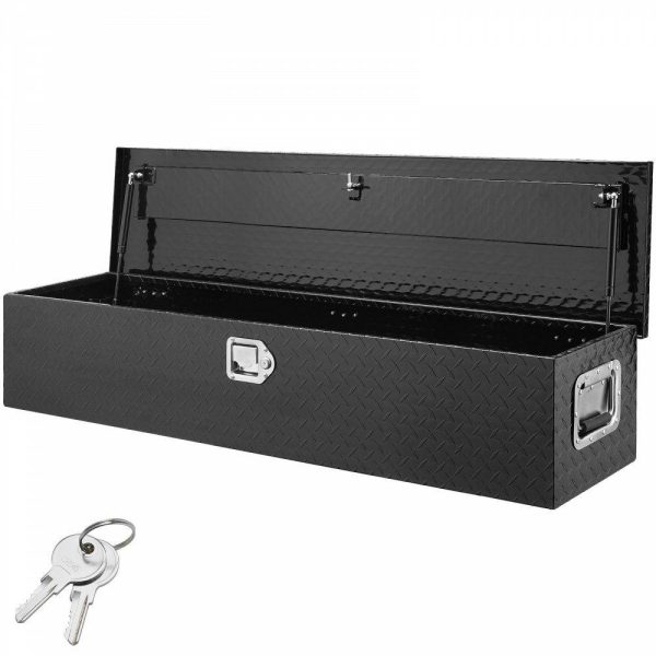 Automotive Accessories |   Heavy Duty Aluminum Truck Bed Tool Box, Diamond Plate Tool Box with Side Handle and Lock Keys, Storage Tool Box Chest Box Organizer for Pickup, Truck Bed, RV, Trailer, 48″x15″x15″, Black Black Automotive Automotive Accessories