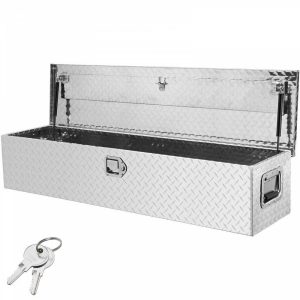 Automotive Accessories |   Heavy Duty Aluminum Truck Bed Tool Box, Diamond Plate Tool Box with Side Handle and Lock Keys, Storage Tool Box Chest Box Organizer for Pickup, Truck Bed, RV, Trailer, 48″x15″x15″, Silver Silver Automotive Automotive Accessories