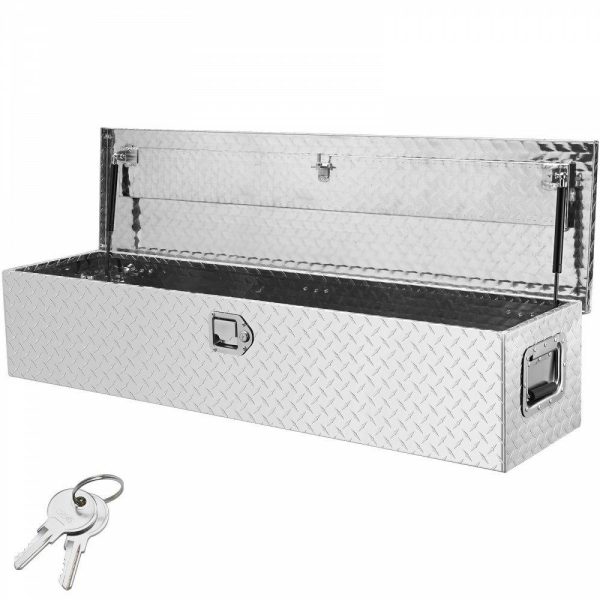 Automotive Accessories |   Heavy Duty Aluminum Truck Bed Tool Box, Diamond Plate Tool Box with Side Handle and Lock Keys, Storage Tool Box Chest Box Organizer for Pickup, Truck Bed, RV, Trailer, 48″x15″x15″, Silver Silver Automotive Automotive Accessories