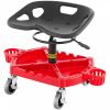 Automotive Accessories |   Rolling Garage Stool, 300LBS Capacity, Adjustable Height from 18 in to 23 in, 360-degree Swivel Wheels (4″), Large Tool Tray with Two Bottle Holder, for Workshop, Auto Repair Shop, Red Automotive Automotive Accessories