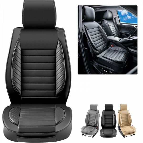 Automotive Accessories |   Seat Covers, Universal Car Seat Covers Front Seats, 2pcs Faux Leather Seat Cover, Semi-enclosed Design, Detachable Headrest and Airbag Compatible, for Most Cars SUVs and Trucks Black Black Automotive Automotive Accessories