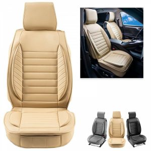 Automotive Accessories |   Seat Covers, Universal Car Seat Covers Front Seats, 2pcs Faux Leather Seat Cover, Semi-enclosed Design, Detachable Headrest and Airbag Compatible, for Most Cars SUVs and Trucks Beige Beige Automotive Automotive Accessories