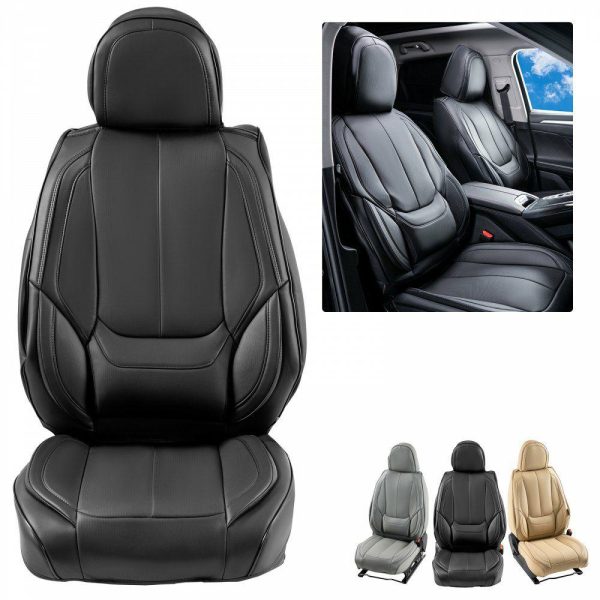 Automotive Accessories |   Seat Covers, Universal Car Seat Covers Front Seats, 6pcs Faux Leather Seat Cover, Full Enclosed Design, Detachable Headrest and Airbag Compatible, for Most Cars SUVs and Trucks Black Black Automotive Automotive Accessories