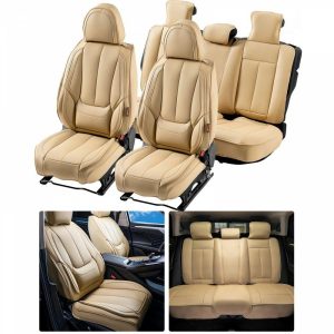 Automotive Accessories |   Seat Covers, Universal Car Seat Covers Full Set Seats, Front and Rear Seat, 13pcs Faux Leather Seat Cover, Full Enclosed Design, Detachable Headrest and Airbag Compatible, for Most Car SUV Truck Beige Automotive Automotive Accessories