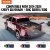 Automotive Accessories |   Truck Bed Cover, Roll Up Truck Bed Tonneau Cover, Compatible with 2014-2024 Chevy Silverado / GMC Sierra 1500, for 6.6 x 5.2 ft / 6.6 x 5.3 ft Bed, Soft PVC material, Roll Up Tonneau Cover Automotive Automotive Accessories