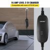 Automotive Electrical |   Level 2 EV Charger, 16 Amp 110V-240V 3.84 kW, Portable Electric Vehicle Charger with 25 ft Charging Cable NEMA 6-20 Plug, SAE J1772 Standard Plug-in Home EV Charging Station for Electric Cars Automotive Automotive Electrical