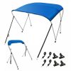 Boat Parts & Accessories |   3 Bow Bimini Top Boat Cover, 900D Polyester Canopy with 1″ Aluminum Alloy Frame, Waterproof and Sun Shade, Includes Storage Boot, 2 Support Poles, 4 Straps, 6’L x 46″H x 54″-60″W, Pacific Blue Automotive Boat Parts & Accessories