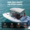 Boat Parts & Accessories |   3 Bow Bimini Top Boat Cover, Detachable Mesh Sidewalls, 600D Polyester Canopy with 1″ Aluminum Alloy Frame, Includes Storage Boot, 2 Support Poles, 2 Straps, 6’L x 46″H x 67″-72″W, Light Grey Automotive Boat Parts & Accessories