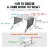 Boat Parts & Accessories |   3 Bow Bimini Top Boat Cover, Detachable Mesh Sidewalls, 600D Polyester Canopy with 1″ Aluminum Alloy Frame, Includes Storage Boot, 2 Support Poles, 2 Straps, 6’L x 46″H x 67″-72″W, Light Grey Automotive Boat Parts & Accessories