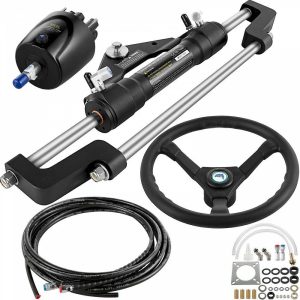 Boat Parts & Accessories |   300HP Hydraulic Boat Steering Kit, Hydraulic Steering Helm Pump, Aluminum Alloy Steering Cylinder, 13.5″ Steering Wheel with 10″ Hydraulic Steering Hose for Boat Steering System Automotive Boat Parts & Accessories