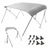 Boat Parts & Accessories |   4 Bow Bimini Top Boat Cover, 900D Polyester Canopy with 1″ Aluminum Alloy Frame, Waterproof and Sun Shade, Includes Storage Boot, 4 Straps, 2 Support Poles, 8’L x 54″H x 91″-96″W, Light Grey Automotive Boat Parts & Accessories