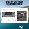 Boat Parts & Accessories |   4 Bow Bimini Top Boat Cover, Detachable Mesh Sidewalls, 600D Polyester Canopy with 1″ Aluminum Alloy Frame, Includes Storage Boot, 2 Straps, 2 Support Poles, 8’L x 54″H x 91″-96″W, Light Grey Automotive Boat Parts & Accessories