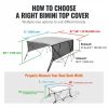 Boat Parts & Accessories |   4 Bow Bimini Top Boat Cover, Detachable Mesh Sidewalls, 600D Polyester Canopy with 1″ Aluminum Alloy Frame, Includes Storage Boot, 2 Straps, 2 Support Poles, 8’L x 54″H x 91″-96″W, Light Grey Automotive Boat Parts & Accessories