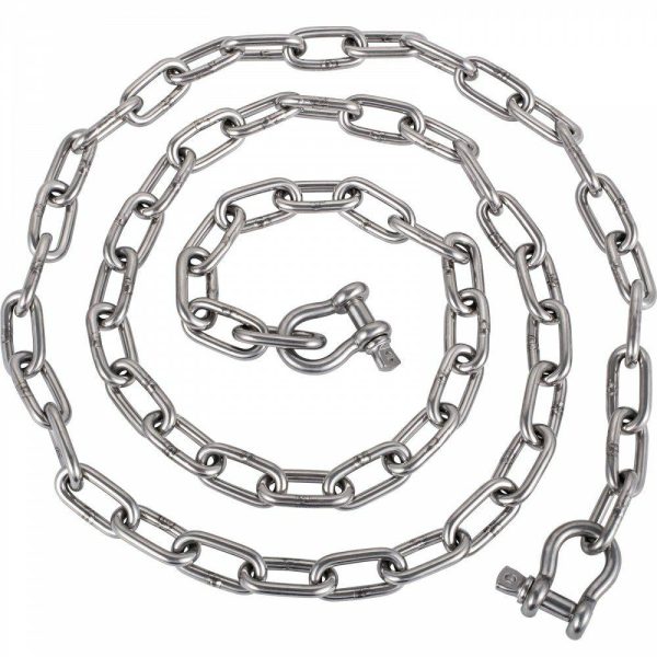 Boat Parts & Accessories |   Anchor Chain, 10 ft x 5/16 in 316 Stainless Steel Chain, 3/8″ Anchor Chain Shackle, 7120lbs Anchor Lead Chain Breaking Load, 9460lbs Anchor Chain Shackle Breaking Load, Anchor Chain for Boats Automotive Boat Parts & Accessories