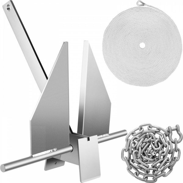 Boat Parts & Accessories |   Boat Anchor Kit 13 lb Fluke Style Anchor, Hot Dipped Galvanized Steel Fluke Anchor, Marine Anchor with Anchor, Shackles, Chain, Rope for Boat Mooring on The Beach, Boats from 20′-32′ Automotive Boat Parts & Accessories