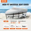 Boat Parts & Accessories |   Boat Cover, 16′-18.5′ Trailerable Waterproof Boat Cover, 600D Marine Grade PU Oxford, with Motor Cover and Buckle Straps, for V-Hull, Tri-Hull, Fish Ski Boat, Runabout, Bass Boat, Grey Automotive Boat Parts & Accessories