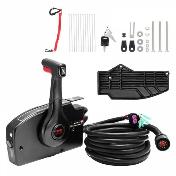 Boat Parts & Accessories |   Boat Throttle Control, 881170A13 Side-Mounted Outboard Remote Control Box for Mercury PT 4-Stroke, Marine Throttle Control Box with Power Trim Switch, 16.6 ft Harness 14 Pin, and Lanyard Automotive Boat Parts & Accessories