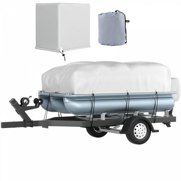 Boat Parts & Accessories |   Pontoon Boat Cover, Fit for 17′-20′ Boat, Heavy Duty 600D Marine Grade Oxford Fabric, UV Resistant Waterproof Trailerable Boat Cover w/ 7 Wind-Proof Straps, Gray Automotive Boat Parts & Accessories