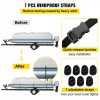 Boat Parts & Accessories |   Pontoon Boat Cover, Fit for 25′-28′ Boat, Heavy Duty 600D Marine Grade Oxford Fabric, UV Resistant Waterproof Trailerable Boat Cover w/ 2 Support Poles and 7 Wind-Proof Straps, Gray Automotive Boat Parts & Accessories