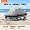 Boat Parts & Accessories |   T Top Boat Cover, 24′-26′ Waterproof Trailerable T-Top Boat Cover, 600D Marine Grade PU Oxford, with Windproof Buckle Straps, for Center Console Boat with T Top Roof, Fits 24′-26’L x 106″W, Grey Automotive Boat Parts & Accessories