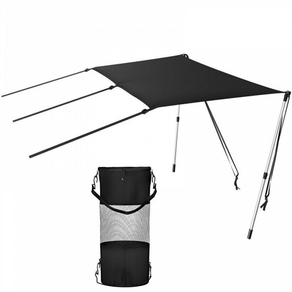 Boat Parts & Accessories |   T-Top Sun Shade Kit 4′ x 5′, UV-Proof 600D Polyester T-top Extension Kit with Rustproof Steel Telescopic Poles, Waterproof T-Top Shade Kit, Easy to Assemble for T-Tops ＆ Bimini Top Automotive Boat Parts & Accessories