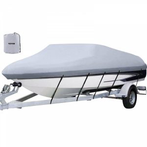 Boat Parts & Accessories |   Waterproof Boat Cover, 14′-16′ Trailerable Boat Cover, Beam Width up to 90″ v Hull Cover Heavy Duty 210D Marine Grade Polyester Mooring Cover for Fits V-Hull Boat with 5 Tightening Straps Automotive Boat Parts & Accessories