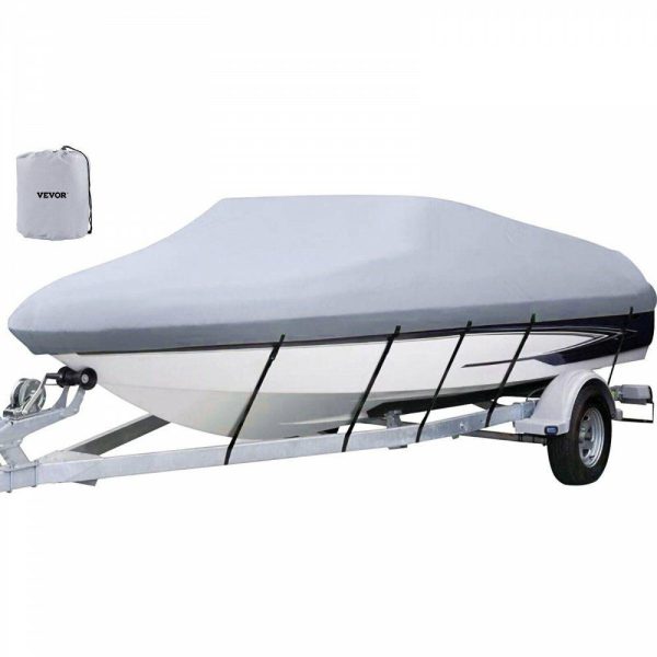 Boat Parts & Accessories |   Waterproof Boat Cover, 20′-22′ Trailerable Boat Cover, Beam Width up to 106″ v Hull Cover Heavy Duty 210D Marine Grade Polyester Mooring Cover for Fits V-Hull Boat with 5 Tightening Straps Automotive Boat Parts & Accessories