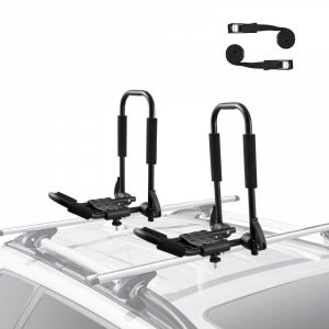 Cargo Management |   Kayak Roof Rack 1 Pair J-Bar, Soft Roof Rack Quick Folding, Top Mount Tie Down, Carrier for kayak, Surf Board, Canoe, SUP, Ski Board, Mount on Car, SUV, Truck, 1 Kayak Automotive Cargo Management