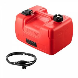 Fuel Transfer & Lubrication |   Marine Fuel Tank, 3.17 Gallon/12L, Portable Boat Fuel Gas Tank for Outboard Engine Boats, Plastic Outboard Marine Boat Fuel Tank with Hose, Easy to Carry for Yacht, Fishing Boat, Deck Boat, Red Automotive Fuel Transfer & Lubrication