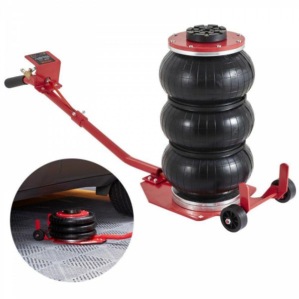 Lifts & Hoists & Jacks |   Air Jack, 3 Ton/6600 lbs Triple Bag Air Jack, Airbag Jack with Six Steel Pipes, Lift up to 17.7 inch/450 mm, 3-5 s Fast Lifting Pneumatic Jack, with Long Handles for Cars, Garages, Repair, (Red) Red Automotive Lifts & Hoists & Jacks