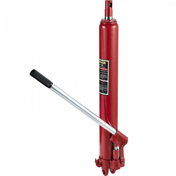 Lifts & Hoists & Jacks |   Hydraulic Long Ram Jack, 12 Tons/26455 lbs Capacity, with Single Piston Pump and Clevis Base, Manual Cherry Picker w/Handle, for Garage/Shop Cranes, Engine Lift Hoist, Red Red Automotive Lifts & Hoists & Jacks