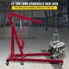 Lifts & Hoists & Jacks |   Hydraulic Long Ram Jack, 12 Tons/26455 lbs Capacity, with Single Piston Pump and Clevis Base, Manual Cherry Picker w/Handle, for Garage/Shop Cranes, Engine Lift Hoist, Red Red Automotive Lifts & Hoists & Jacks