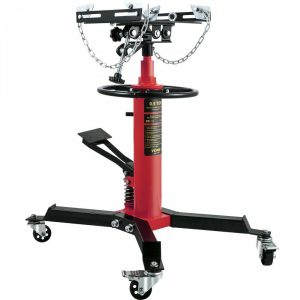 Lifts & Hoists & Jacks |   Transmission Jack,1/2Ton/1100lbs Capacity Hydraulic Telescopic Transmission Jack, 2-Stage Floor Jack Stand with Foot Pedal, 360° Swivel Wheel, Garage/Shop Lift Hoist, Red Automotive Lifts & Hoists & Jacks