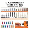 Repair Tools |   16″ Rivet Nut Tool, Labor-Saving Rivnut Tool Kit with 13PCS Metric & SAE Mandrels, 186PCS Rivet Nuts,M3, M4, M5, M6, M8, M10, M12, 1/4-20, 5/16-18, 3/8-16,1/2-13, 8-32, 10-24 With Carrying Case Automotive Repair Tools