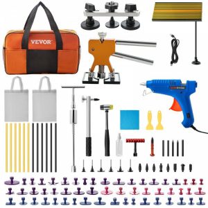 Repair Tools |   Dent Removal Tool, 89 Pcs Paintless Dent Repair Tools, Led Baffle Board Car Dent Repair Kit, Glue Puller Tabs Dent Puller Kit for Auto Dent Removal, Minor Dents, Door Dings and Hail Damage Automotive Repair Tools