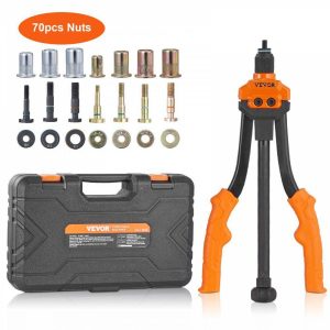 Repair Tools |   Rivet Nut Tool, 14” Rivnut Tool Kit with 7 PCS Metric and SAE Mandrels, 70 PCS Assorted Rivet Nuts, 10-24, 1/4-20, M6, 5/16-18, M8, 3/8-16, M10, Rivet Nut Kit With Rugged Carrying Case Automotive Repair Tools