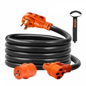 Rv Parts & Accessories |   15 ft RV Extension Cord, 50 Amp, Heavy Duty STW RV Power Cord, NEMA 14-50R Female NEMA 14-50P Male Plug, with LED Indicator Handle 15A Adapter, for RVs, trams, generators, campers, ETL Listed Automotive Rv Parts & Accessories