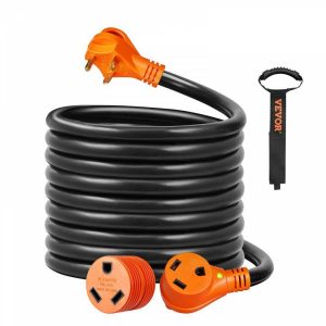 Rv Parts & Accessories |   25 ft RV Extension Cord, 30 Amp, Heavy Duty STW RV Power Cord, NEMA TT-30R Female NEMA TT-30P Male Plug, with LED Indicator Handle 15A Adapter, for RVs, trams, generators, campers, ETL Listed Automotive Rv Parts & Accessories