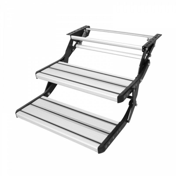 Rv Parts & Accessories |   RV Steps, 2-Step, Manual Retractable RV Stairs, Foldable, 440 LBS Load Capacity, Aluminum Alloy Steps, Thickened Steel Plate, Non-Slip Steps for Safe Entry and Exit, RV, Trailer, Camper Steps Automotive Rv Parts & Accessories