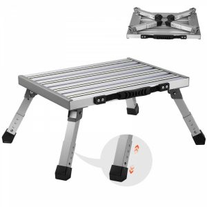 Rv Parts & Accessories |   RV Steps, Aluminum Alloy Folding Platform Step Adjustable Height, Portable Step Stool with Wide Anti-Slip Surface, Rubber Feet, Reflective Strips and Handle, Supports Up to 1000lbs Automotive Rv Parts & Accessories