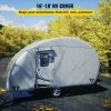 Rv Parts & Accessories |   Teardrop Trailer Cover, Fit for 16′ – 18′ Trailers, Upgraded Non-Woven 4 Layers Camper Cover, UV-proof Waterproof Travel Trailer Cover w/ 2 Wind-proof Straps, 1 Storage Bag and 1 Back Gate Automotive Rv Parts & Accessories