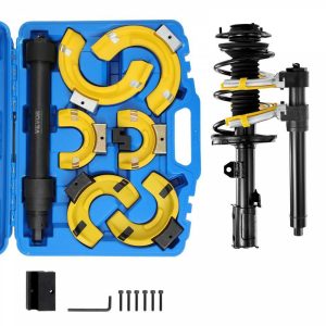 Steering & Suspension Tool |   Strut Spring Compressor Set, Macpherson Strut Spring Compressor Kit, Interchangeable Fork Strut Coil Extractor Remover Tool, with Yellow Protective Sleeve and Carrying Case Automotive Steering & Suspension Tool