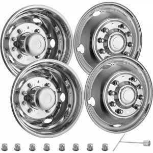 Tire & Wheel Tools |   Polished 19.5″ 10 Lug Wheel Simulators Stainless Steel Bolt Kit Hubcap Kit Fit for 2005-2020 Ford F450/F550 2WD Trunk Dually Wheel Cover Set Automotive Tire & Wheel Tools