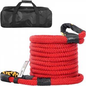 Towing System |   1″ x 31.5′ Recovery Tow Rope, 33,500 lbs, Heavy Duty Nylon Double Braided Kinetic Energy Rope w/ Loops and Protective Sleeves, for Truck Off-Road Vehicle ATV UTV, Carry Bag Included, Red Orange Automotive Orange