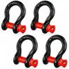 Towing System |   1/2″ D-Ring Shackle, 4 Pack Alloy Steel Shackles 17637 lbs (8 Ton) Break Strength with 5/8″ Screw Pin, Heavy Duty Off Road Vehicle Recovery Shackle, Towing Accessories for Jeep Truck, Black Automotive Towing System