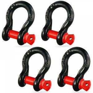 Towing System |   1/2″ D-Ring Shackle, 4 Pack Alloy Steel Shackles 17637 lbs (8 Ton) Break Strength with 5/8″ Screw Pin, Heavy Duty Off Road Vehicle Recovery Shackle, Towing Accessories for Jeep Truck, Black Automotive Towing System