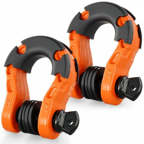 Towing System |   3/4″ D-Ring Shackle, 2 Pack Alloy Steel Shackles 66139 lbs (30 Ton) Break Strength with 7/8″ Screw Pin, Isolators & Washers, Heavy Duty Off Road Vehicle Recovery Shackle for Jeep Truck, Orange Automotive Towing System